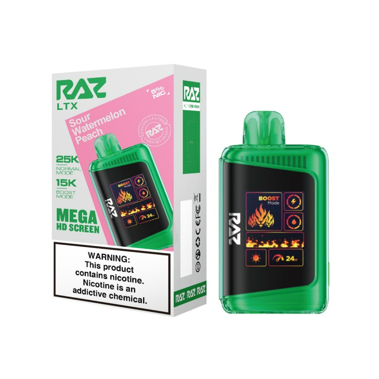 Sour Watermelon Peach Raz LTX 25K - Vape.LLC