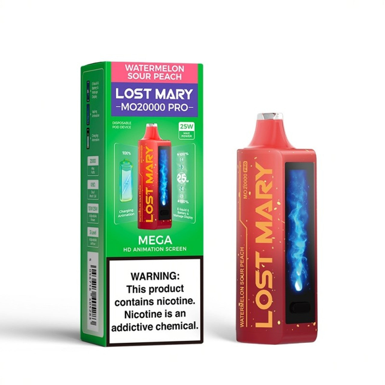 Watermelon Sour Peach Lost Mary MO20000 Pro - Vape.LLC