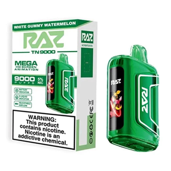 White Gummy Watermelon Raz TN9000 - Vape.LLC